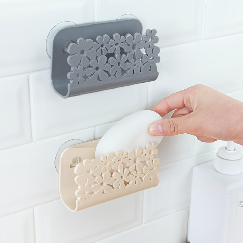 Wall Mounted Multi-Function Plastic Soap and Sponge Holder with Suction Cup for Kitchen and Bathroom - No-Drill Storage Rack for Dishcloth, Sponge, and Soap