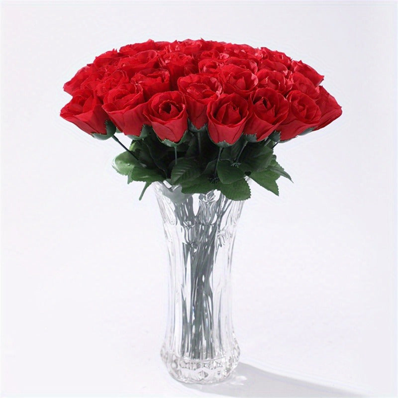 Realistic artificial velvet rose bouquet - perfect for home, outdoor, living room, weddings, and Valentine's Day. No need for electricity or batteries. Vase not included.