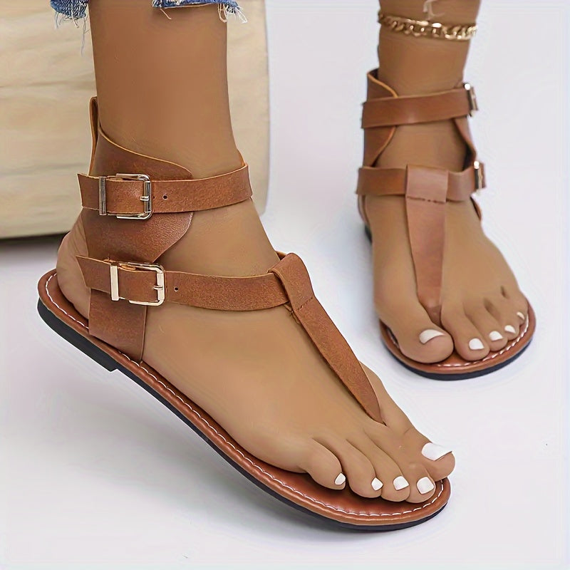 Stylish women's flat sandals with high-top design.