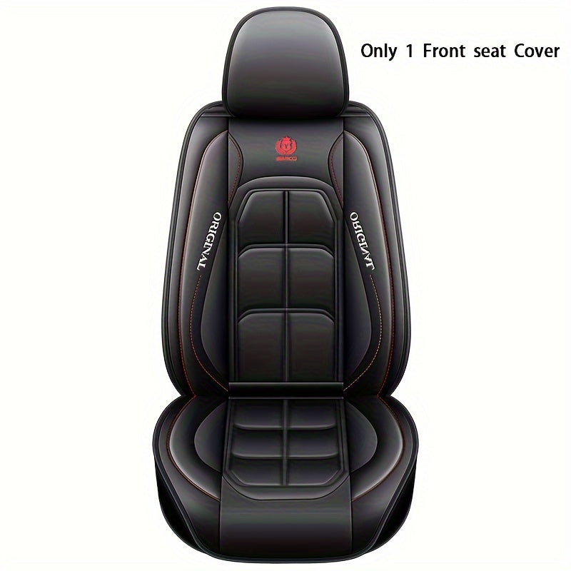 Luxury PU leather car seat cover with stylish green & black design, durable and comfortable. Fit for sedans & SUVs.