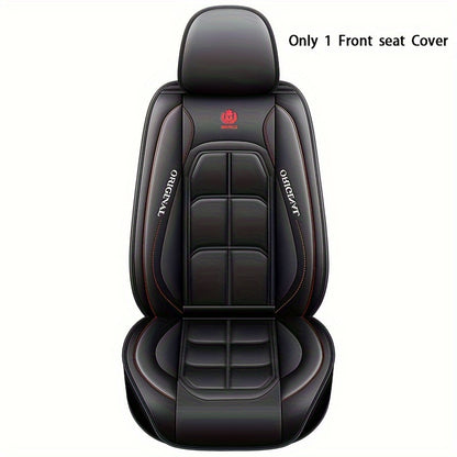 Premium PU leather car seat cover for sedans & SUVs in stylish red & black design with "Original" script. Durable, comfortable, and fits cars perfectly. Upgrades vehicle interior with