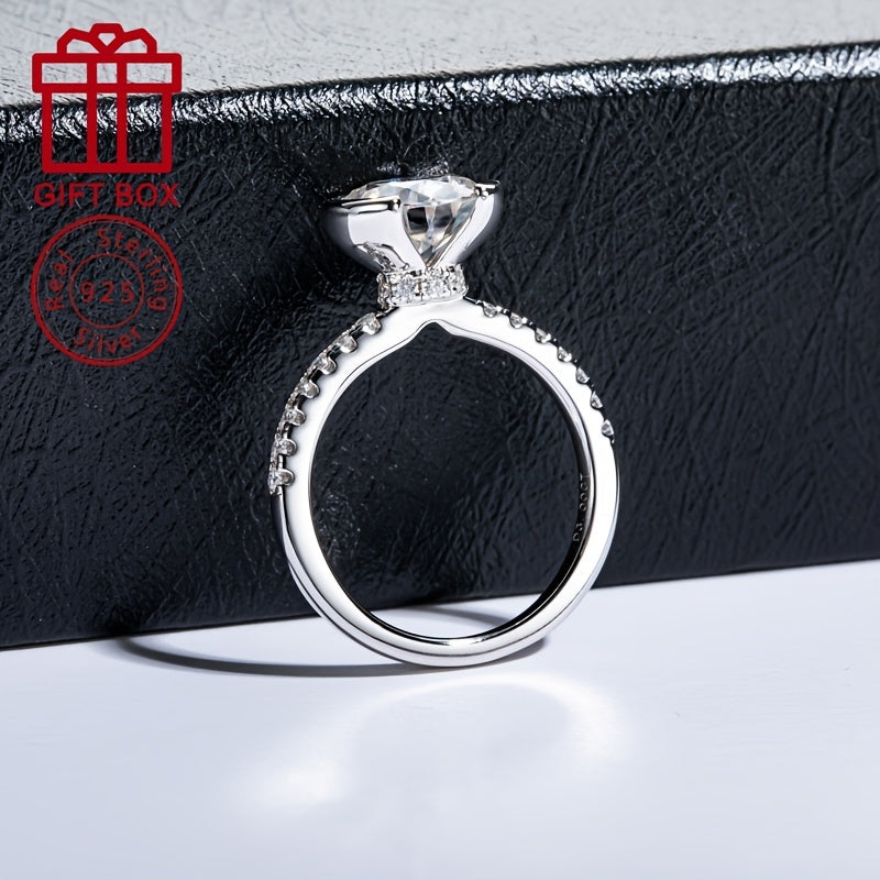 Stylish 925 Sterling Silver Moissanite Ring featuring a 9.0mm Half-Wrap Design, 3CT Total Carat Weight, and Lightweight 3.7g - Ideal for Wedding, Anniversary, or Gift Giving. A unique piece for Women's Fashion, a perfect Friend or Bridesmaid Gift option.