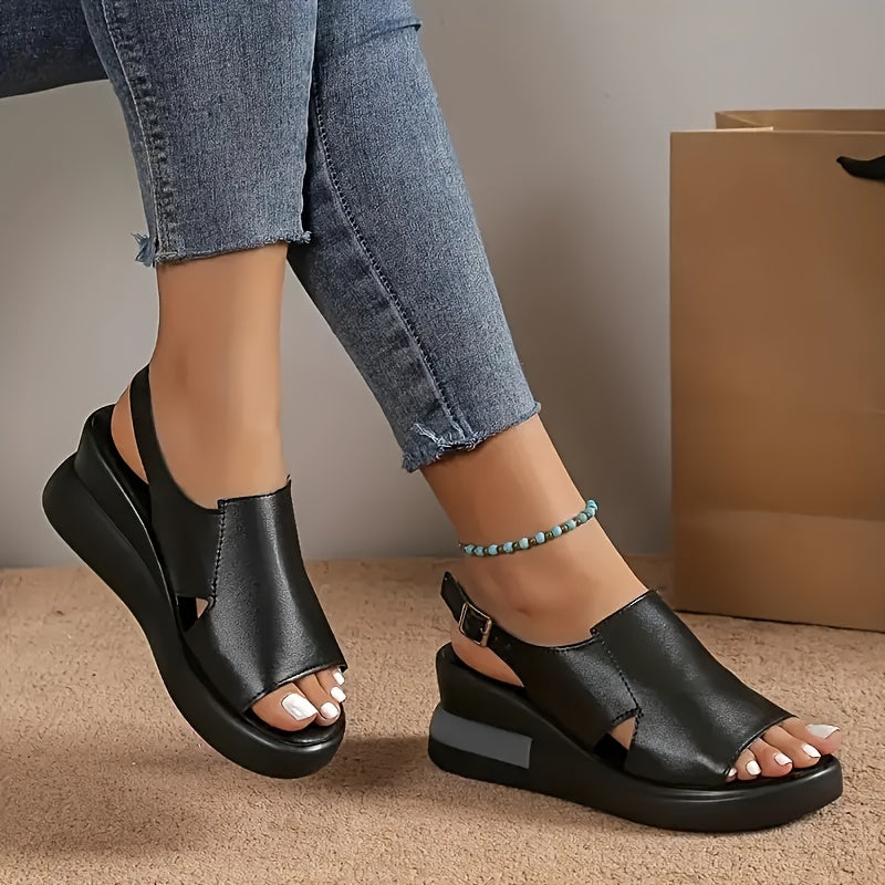 Wedge sandals for women, comfortable and stylish with buckle strap.