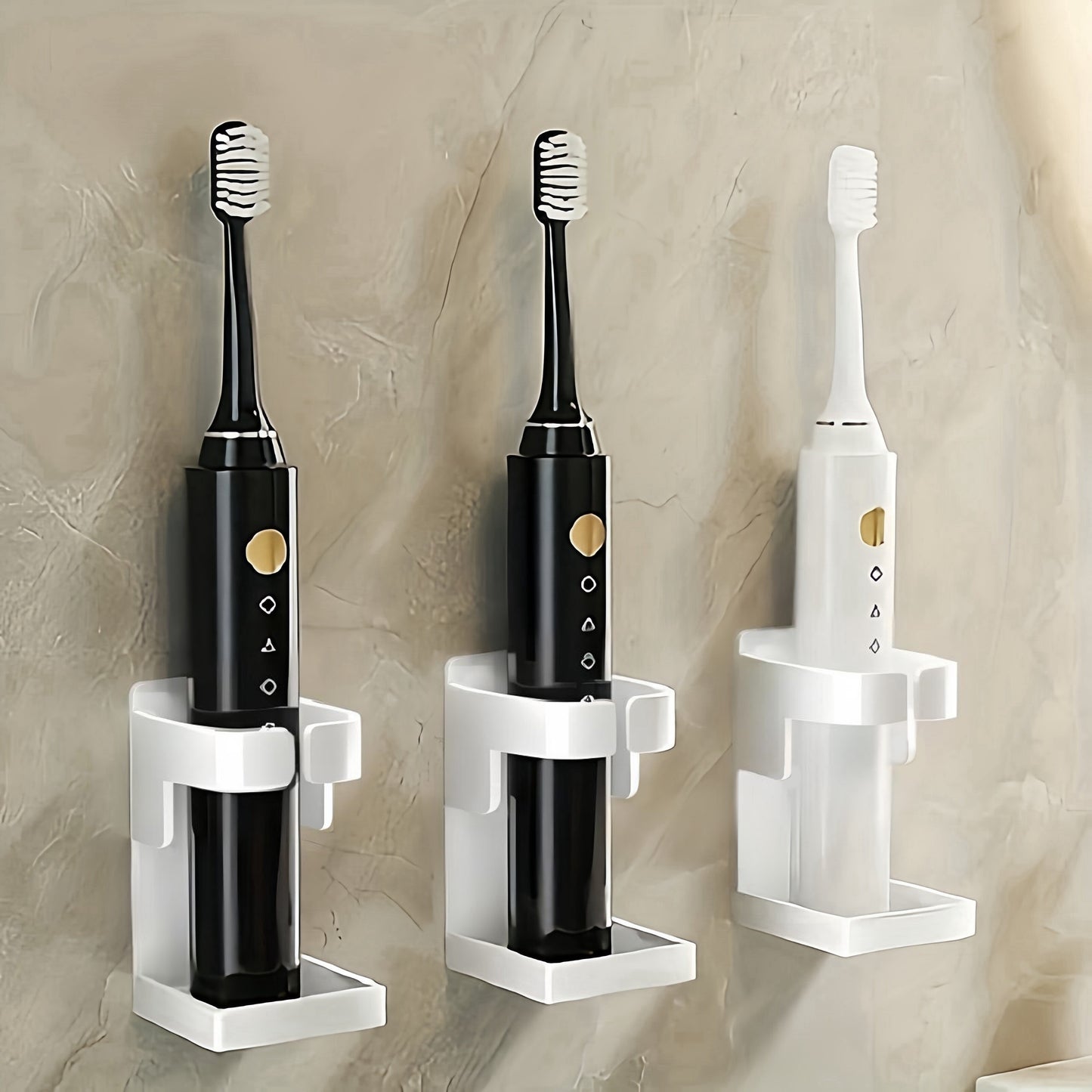 Toilet storage shelf with traceless toothbrush holder for 90% of electric toothbrushes.