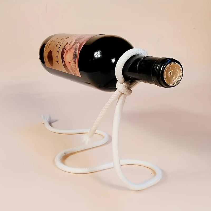 Elegant metal wine bottle holder for kitchen or dining room storage, ideal for home bar decor.