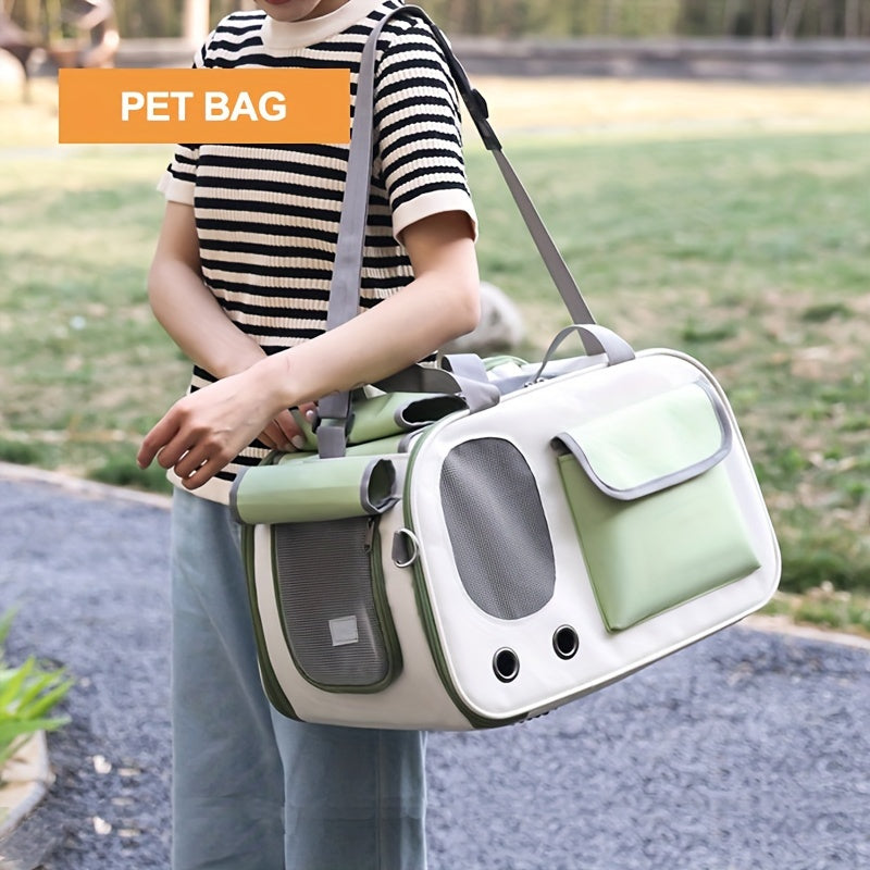 Lightweight, breathable and durable portable cat carrier that folds for easy storage.