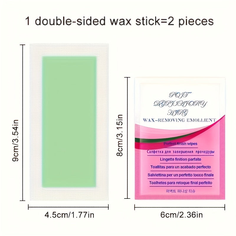 10/20/30pcs wax paper hair removal kit for lip, face, and eyebrow bikini. Made with pure natural honey wax and includes Vitamin E care wipes.