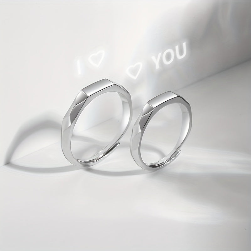 Valentine's Day Gift Suggestion: Elegant 925 Sterling Silver Couple Projection Rings with White Gold Plating, Stylish Optical Illusion Rings for Daily Wear, Trendy Love Projection Jewelry for Couples, Perfect for Valentine's Day.