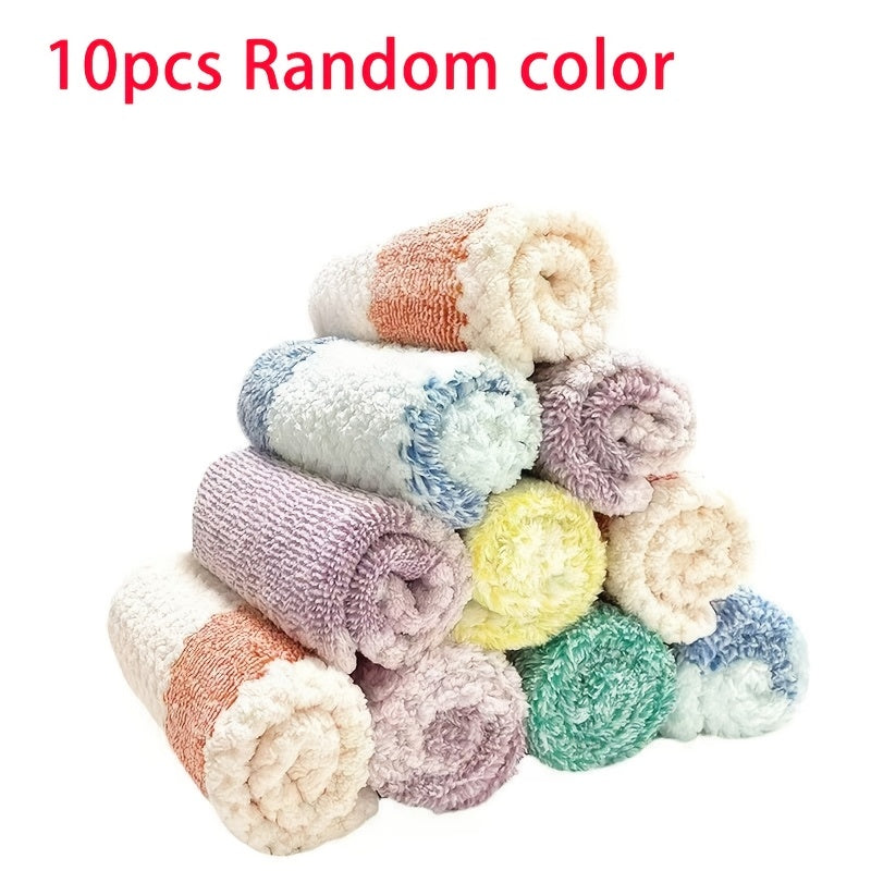 SoftTouch Microfiber Kitchen Towels - Set of 5/10, Absorbent Dish Cloths, Multi-Purpose Cleaning Scrub Pads, Knit Fabric, Random Colors - Perfect for Living Room and Kitchen Use