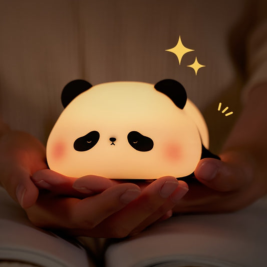 YETHKE Cute Panda Night Light: Touch control, USB rechargeable, adjustable brightness, modern design - perfect for bedroom decor.