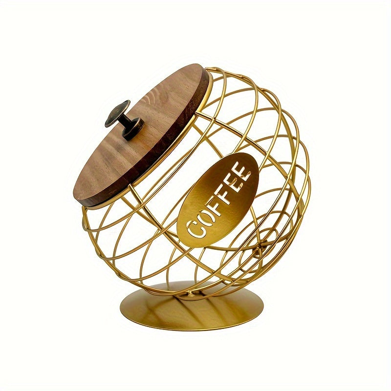 Iron coffee capsule holder with a slanted design for displaying in homes, bars, and cafes - one-of-a-kind pod basket.