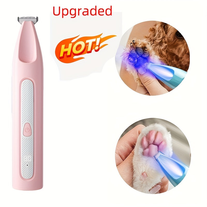 Silent pet grooming kit with rechargeable clippers, low-noise paw trimmer, and cordless nail polisher - USB powered.