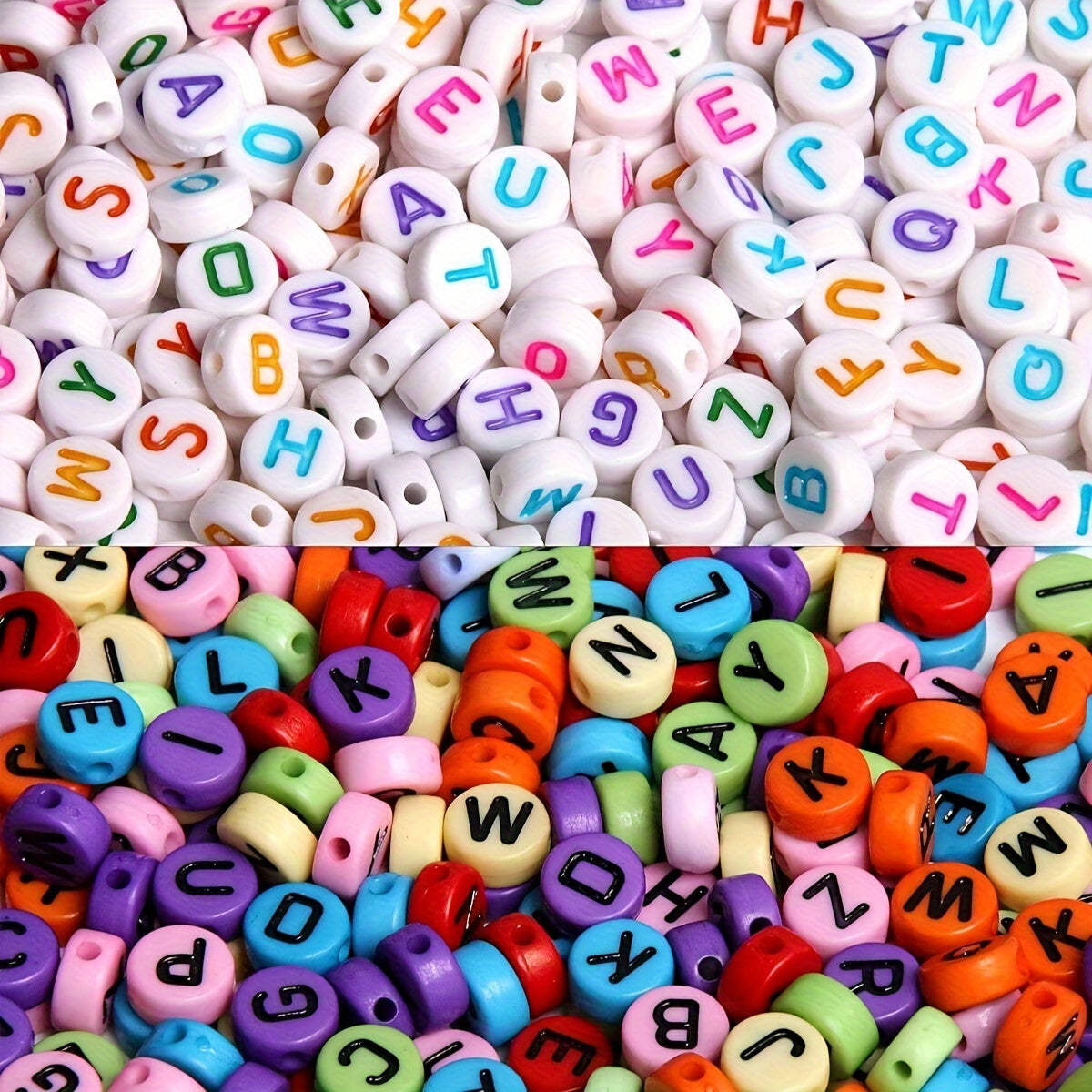 700 pieces of round letter beads in 7 different colors, ideal for creating jewelry such as necklaces and bracelets. These acrylic alphabet and number beads are perfect for DIY projects.