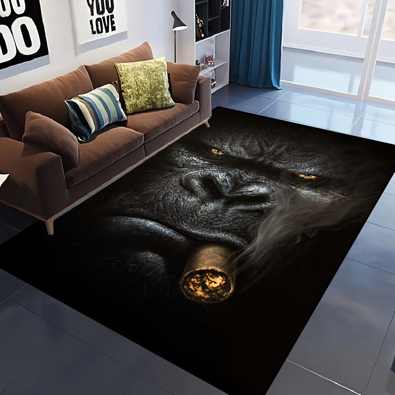 Add a touch of nature to your home with this Chimpanzee-themed non-slip rug. Easy to care for, it is machine washable and waterproof, making it ideal for any room including living rooms, bedrooms, nurseries, outdoor patios, and garden areas. Enhance your