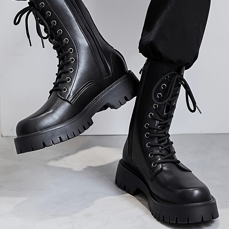 Men's versatile high-top boots with classic design, zip and lace closure, and durable rubber sole.