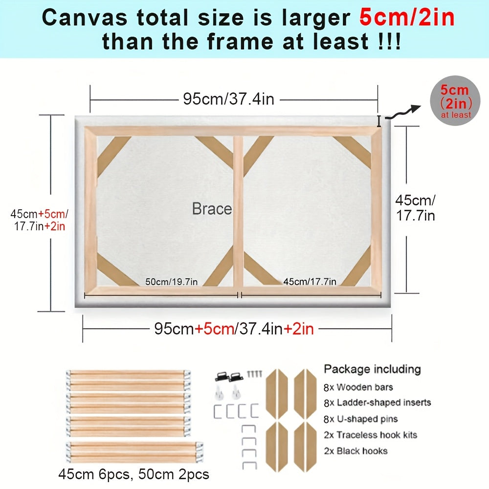 DIY Wood Canvas Stretcher Frame Kit for Gallery Wrap Oil Paintings - Ideal for Wall Art Decor