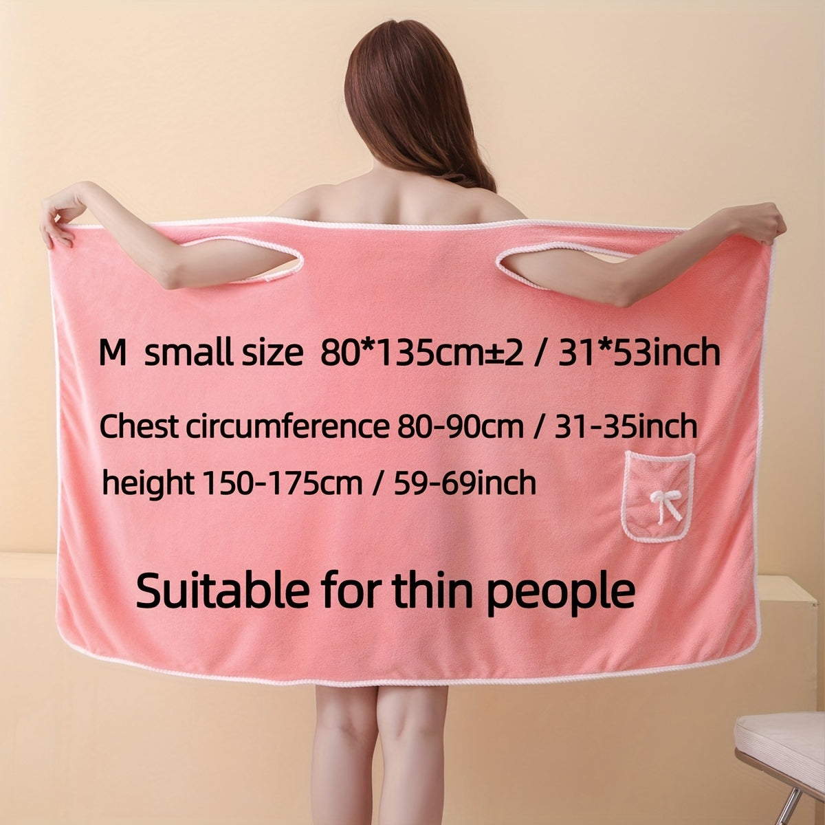 1pc Women's Wearable Bath Towel with Pocket, Comfortable & Absorbent, Versatile & Adjustable, Bathroom and Home Essentials