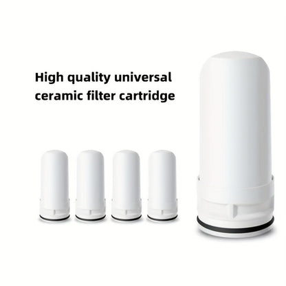 4-Pack of Faucet Water Filter Cartridges: Compatible with Most Tap Filters, Removes Chlorine Taste & Impurities, Made of Ceramic & Plastic Material, Lasts 6 Months