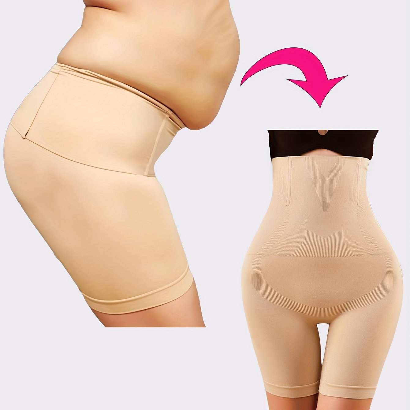 Elegant solid color shapewear pants for women with high-waist, tummy control, seamless design, butt lifting, and slimming features.