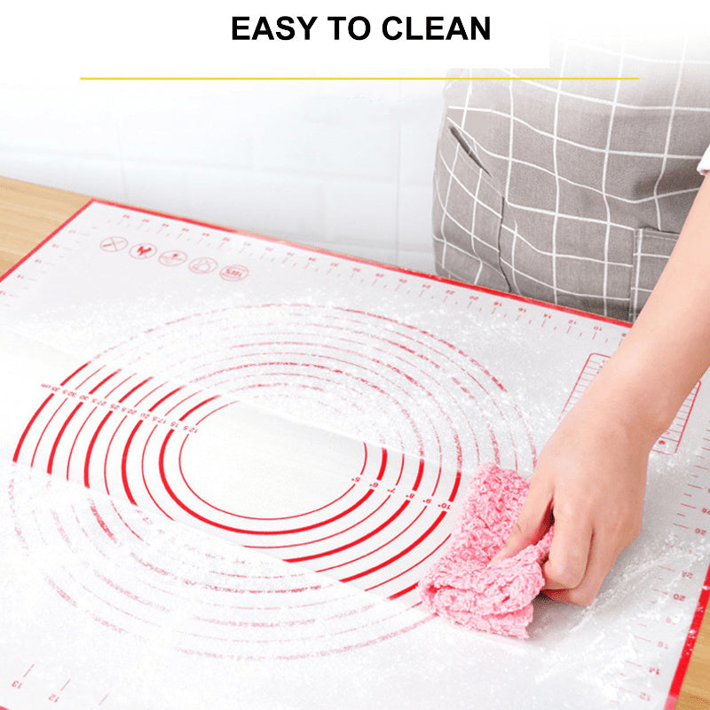 Get 100 pieces of transparent disposable PE gloves, thin film gloves, and sanitary gloves for versatile kitchen supplies. Plus, receive a multifunctional non-slip baking mat with measurement lines, perfect for rolling dough, pastries, and pie making.