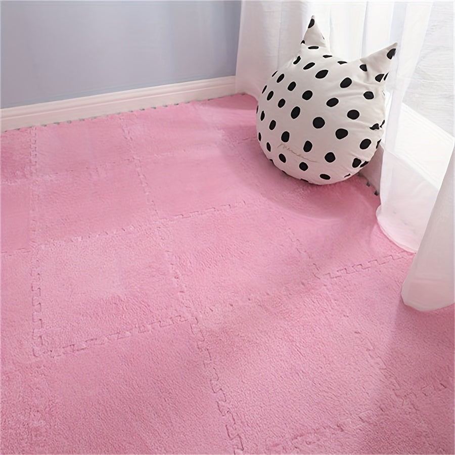 20 Thickened bedroom/living room carpets for full coverage. Warm, machine washable, non-slip, 29.97x29.97cm, made of polyester & EVA for indoor use.