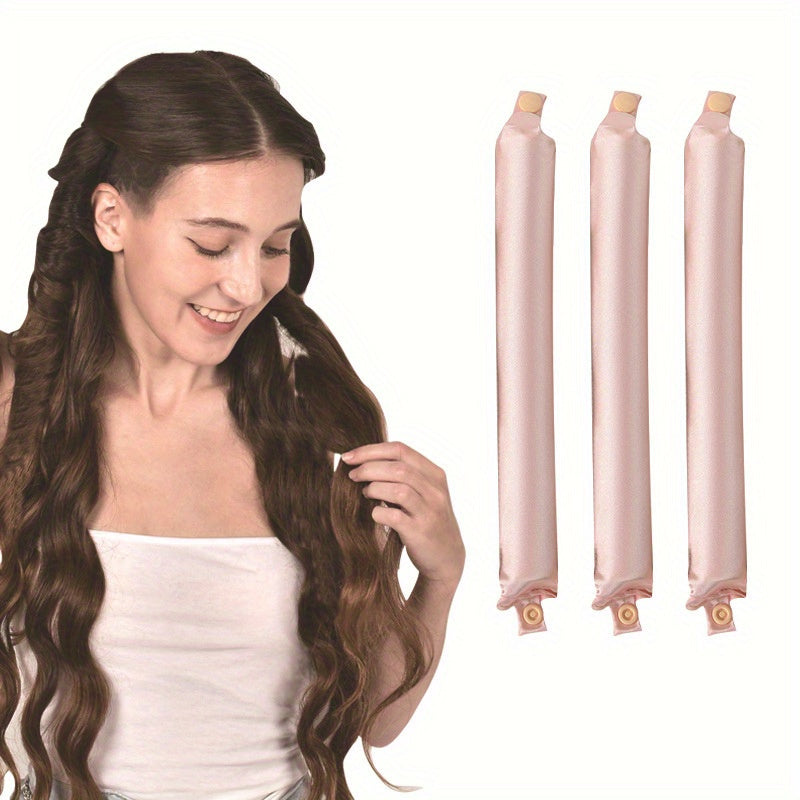 Set of 3 heatless hair curlers for big waves