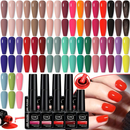 9-bottle gel nail polish set, 0.24 oz each, UV LED long-lasting, alcohol-free, hypoallergenic, formaldehyde-free, liquid form, DIY nail art starter kit.