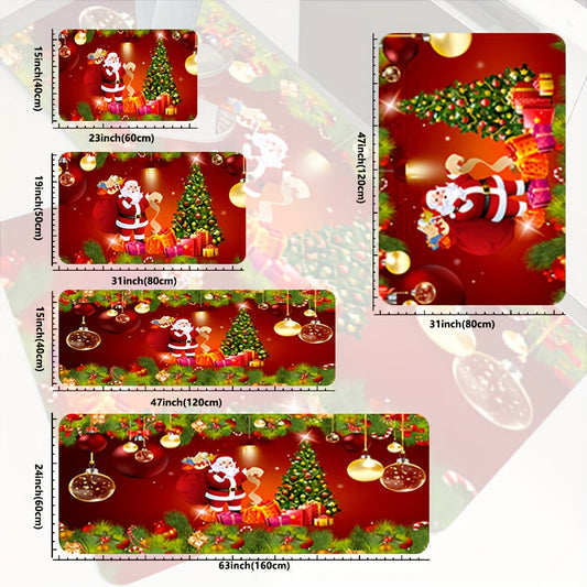 Cartoon Christmas Style Floor Mat - Soft, Non-slip, Water-absorbent, and Stain-resistant Area Mat for Living Room, Bedroom, Restaurant, Laundry Room. Machine Washable for Indoor and Outdoor Use. Perfect Home Decor!