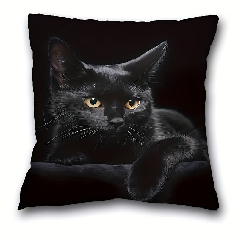 1pc Cute Cat Polyester Cushion Cover for Room, Bedroom, or Sofa Decoration, does not include cushion.