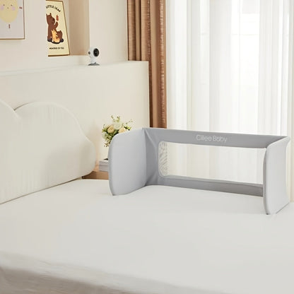 Youngsters Safety Guardrail for Full Size Bed - Easy to Fold, Machine Washable, Gray Polyester Material for Fall Protection