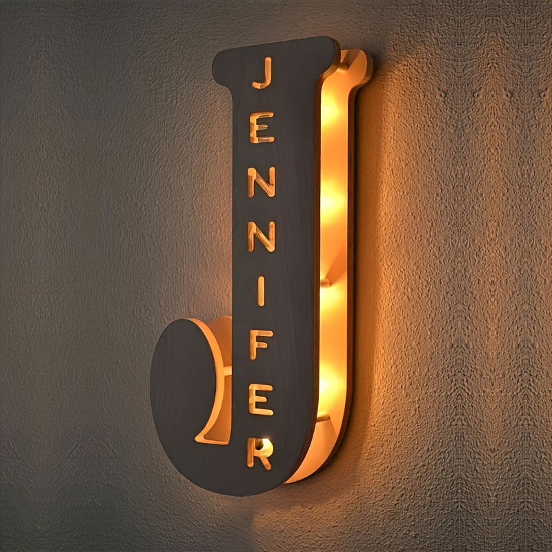 Customize Initial Letter Wall Sconce with Personalized Engraved Name Night Light, Long-Lasting LED, USB Powered, Premium Finish, Perfect Bedroom Decor, Great Holiday, Wedding, Birthday Gift Option