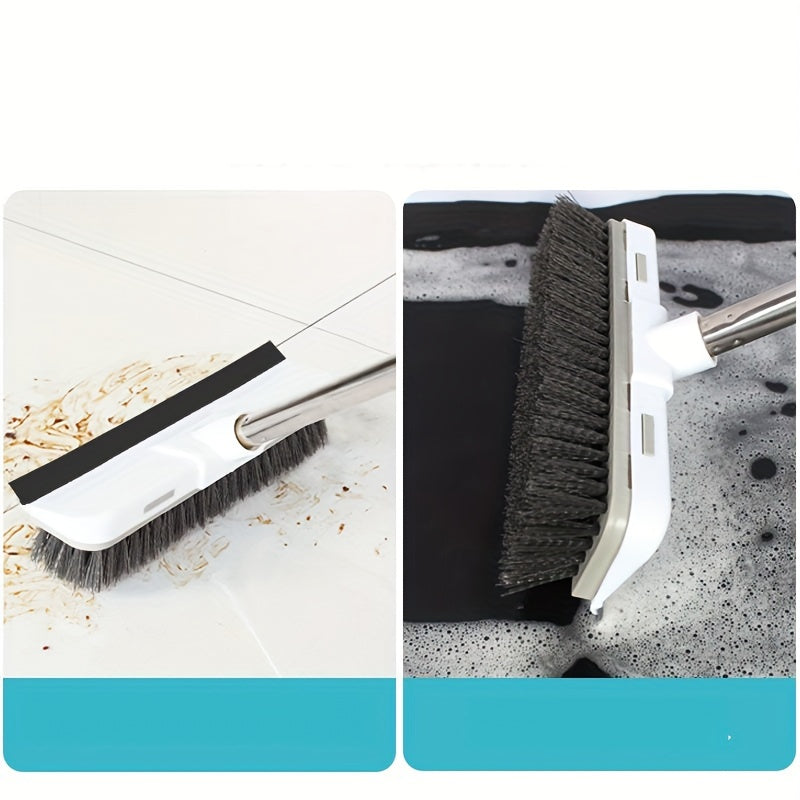 Grey Floor Brush with Long Handle and Hard Bristles - Ideal for Deep Cleaning Deck, Bathroom, Bathtub, Tiles, Gaps, Kitchen, Pool, Patio, and Garage - Convenient Cordless Cleaning Tool for the Home