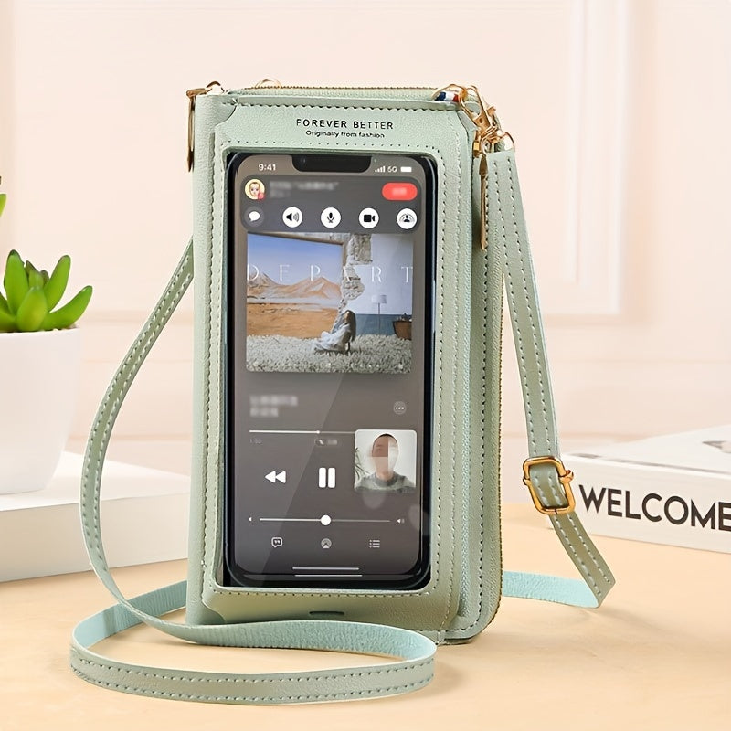 Transparent Mini Small Bag with Touch Screen Mobile Phone Pocket, designed for women as a Cross Body Bag with Anti-theft features and multiple functions including a shoulder strap. Can be used as a Purse, Mommy Bag, and makes a great gift for Christmas