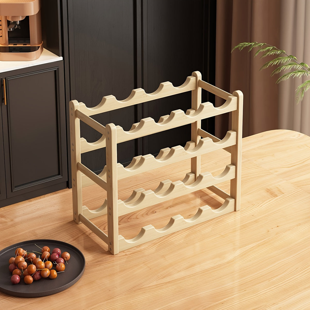 Tiered wine bottle holder with separate tiers, one can be placed (assembly required for 2/3/4 tier wine rack)