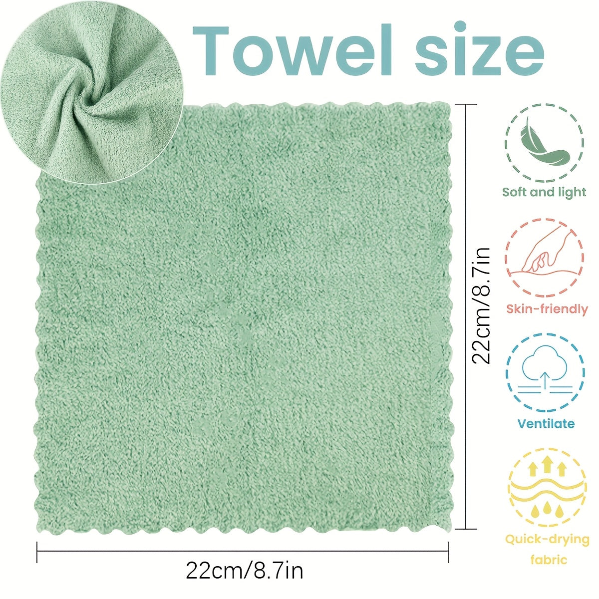 A set of 20 Ultra-Soft Quick-Dry Face Towels in Pastel Colors that are gentle on skin and highly absorbent. These square polyester cleaning cloths are perfect for use in the bathroom, kitchen, outdoors, on glass surfaces, and around the household.