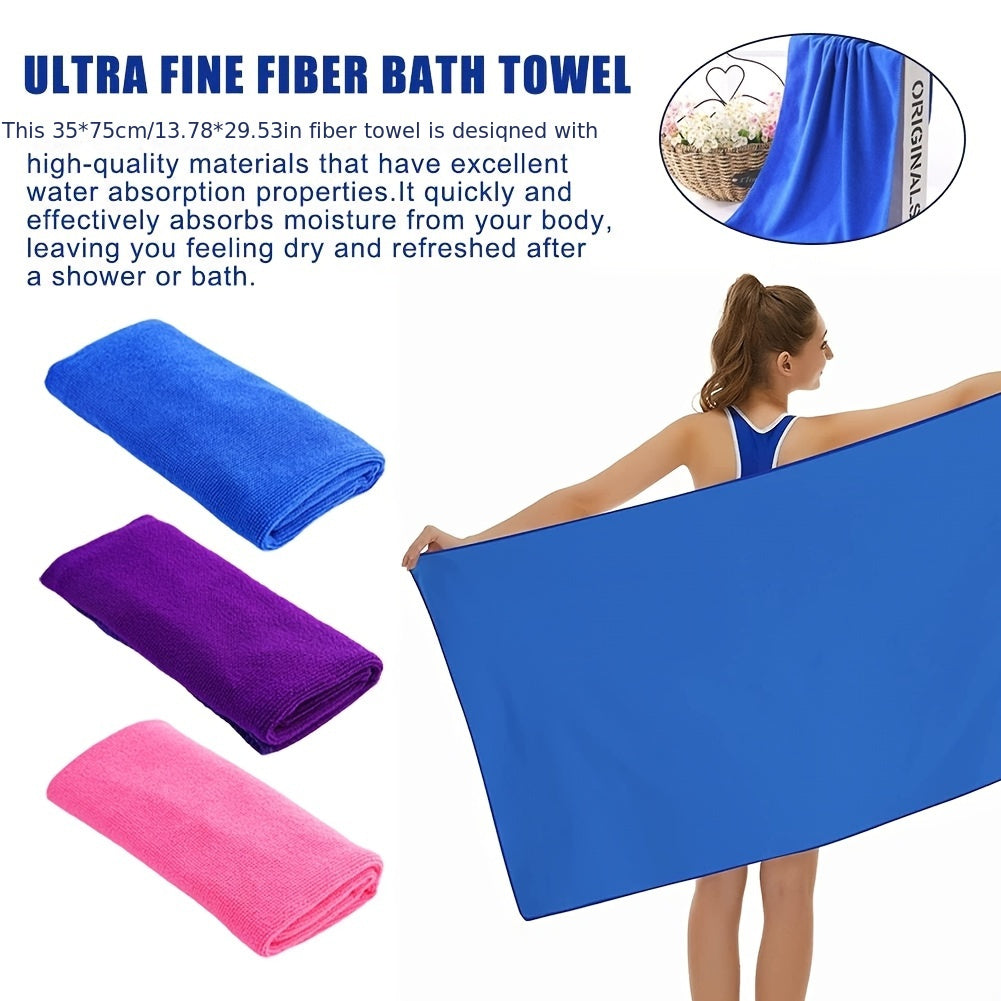 Modern Microfiber Towel - 34.98x74.98 cm, 100% Polyester, Ideal for Barber Shop, Bathroom, Beach, Pool, Gym - Pink/Purple/Blue