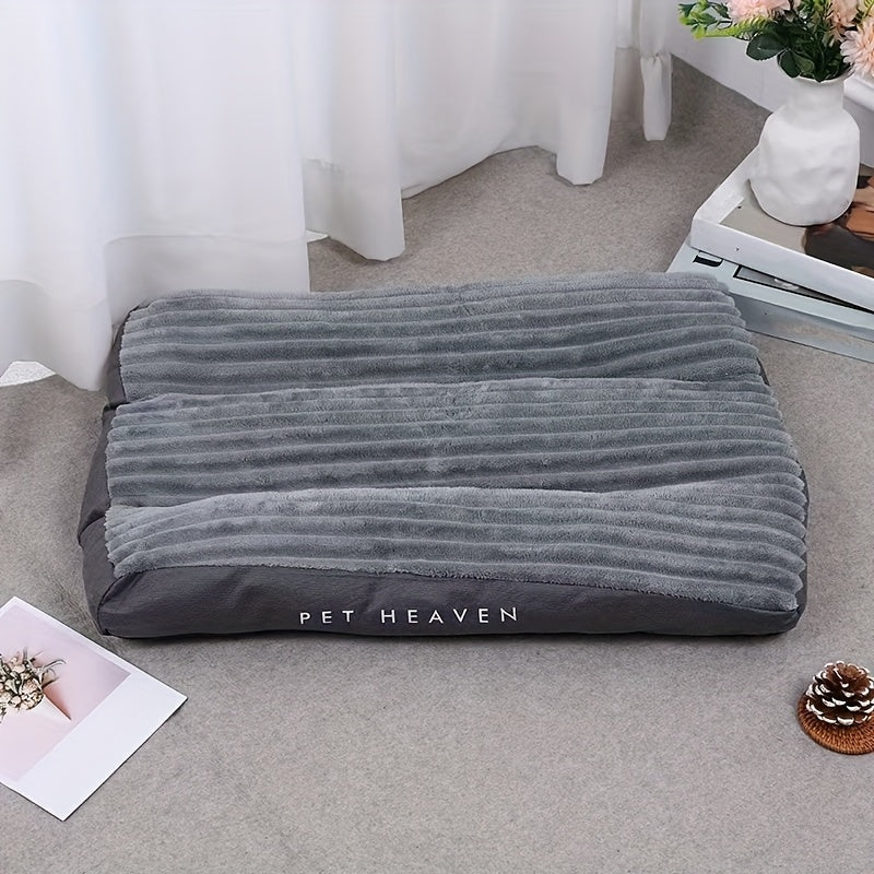 One Luxury Striped Orthopedic Dog Bed for Medium to Large Dogs, with All-Season Comfort, Removable Washable Cover, and Non-Skid Bottom, Filled with Polyester Fiber.