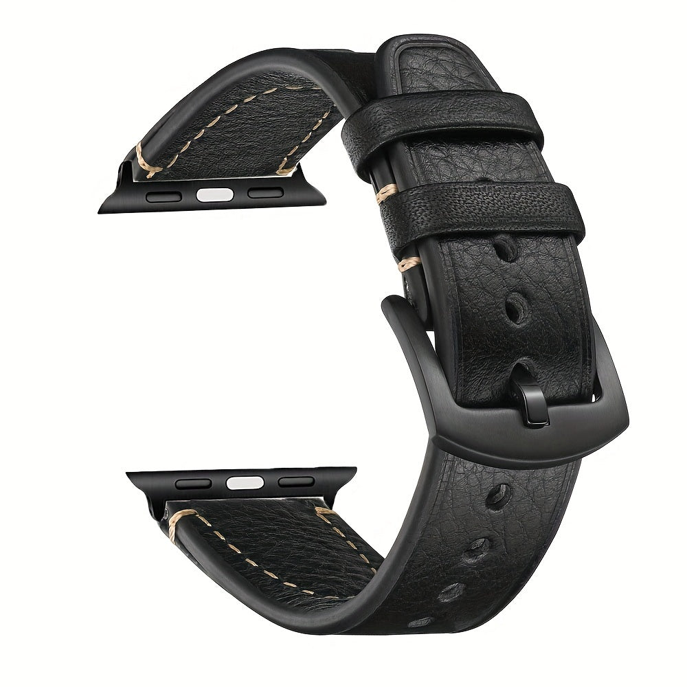 GFHEYE presents an elegant calf leather watch band made from vintage oil wax Italian cowhide. This strap features a tang buckle clasp and is compatible with Apple Watch SE Ultra Series 9, 8, 7, 6, 5, 4, and 3. Perfect for both women and men, this genuine