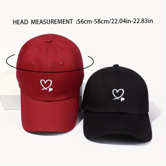 2 Double Love Embroidered Baseball Caps for Outdoor Leisure Vacation