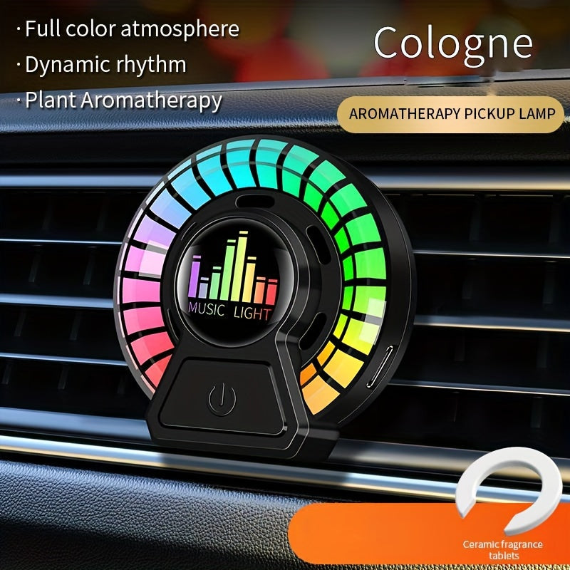 Car aromatherapy light with smart voice control and multi-mode ambiance for car decoration and air freshening.