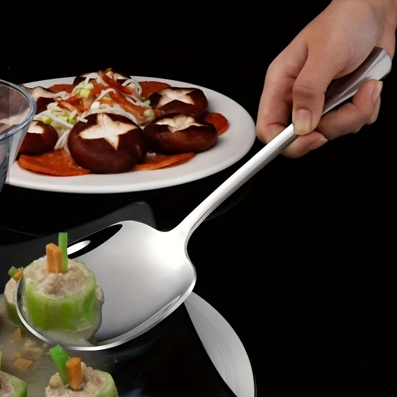 2 pieces of stainless steel serving spoons for catering events and parties.