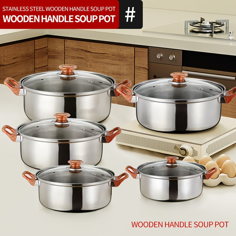 Stainless Steel Cookware Set with Kettle - Includes 10 Pieces of Durable Soup & Milk Pots, Ideal for Home Kitchens