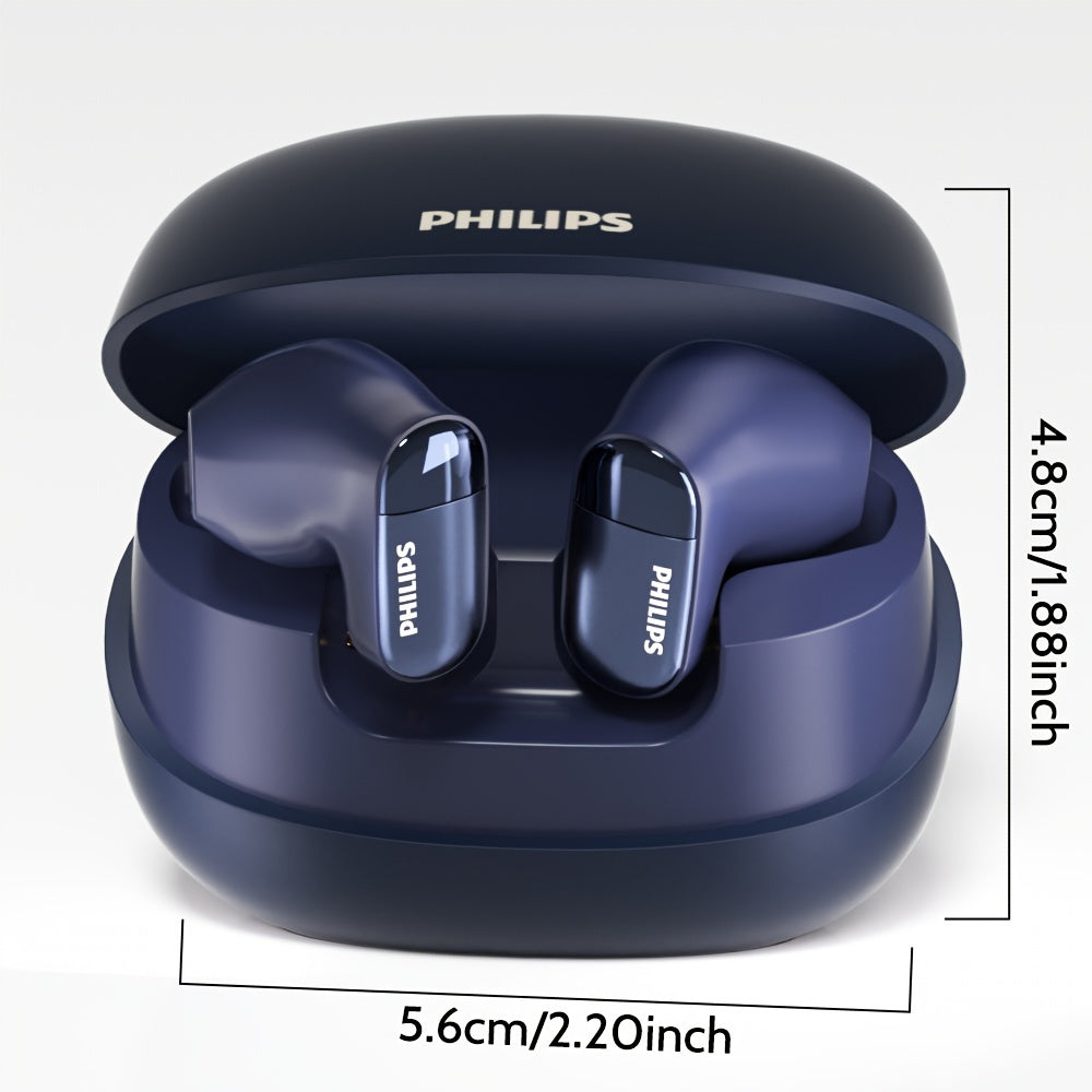 New Philips wireless earbuds with microphone for sports, stable fit, long battery life, and compatibility with all smartphones (TAT2169).