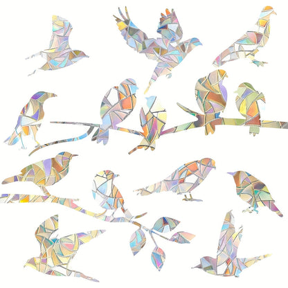 Set of 2 Hummingbird Rainbow Window Clings - Decorative Art Style, Anti-Bird Collision Stickers for Glass Windows, Perfect for Spring