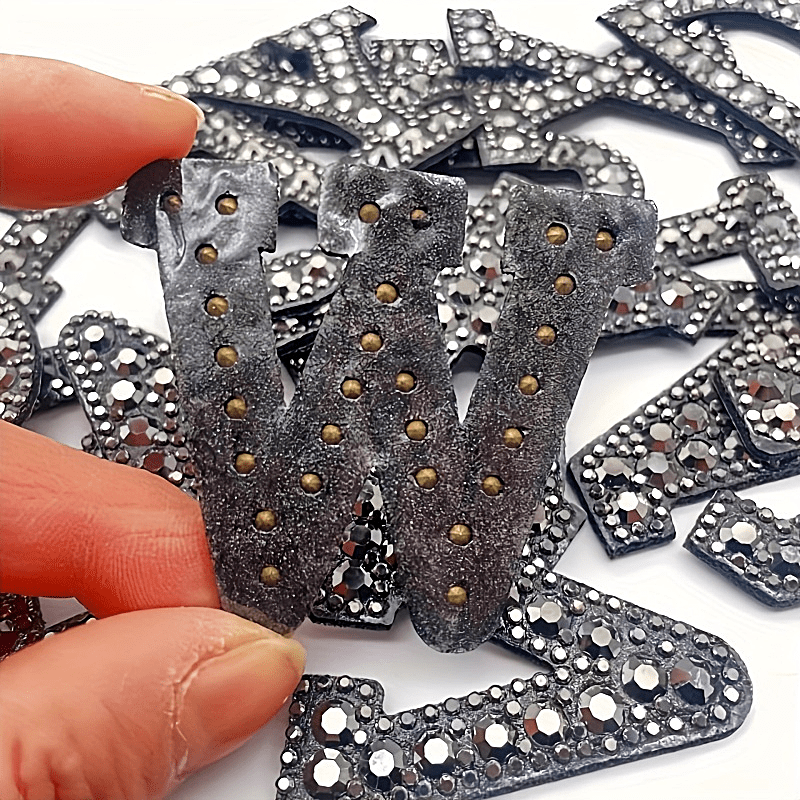 Embroidered Black Rhinestone BRIDE Patch with 26 Letters for DIY Dress, Jeans, and Hat Embellishment