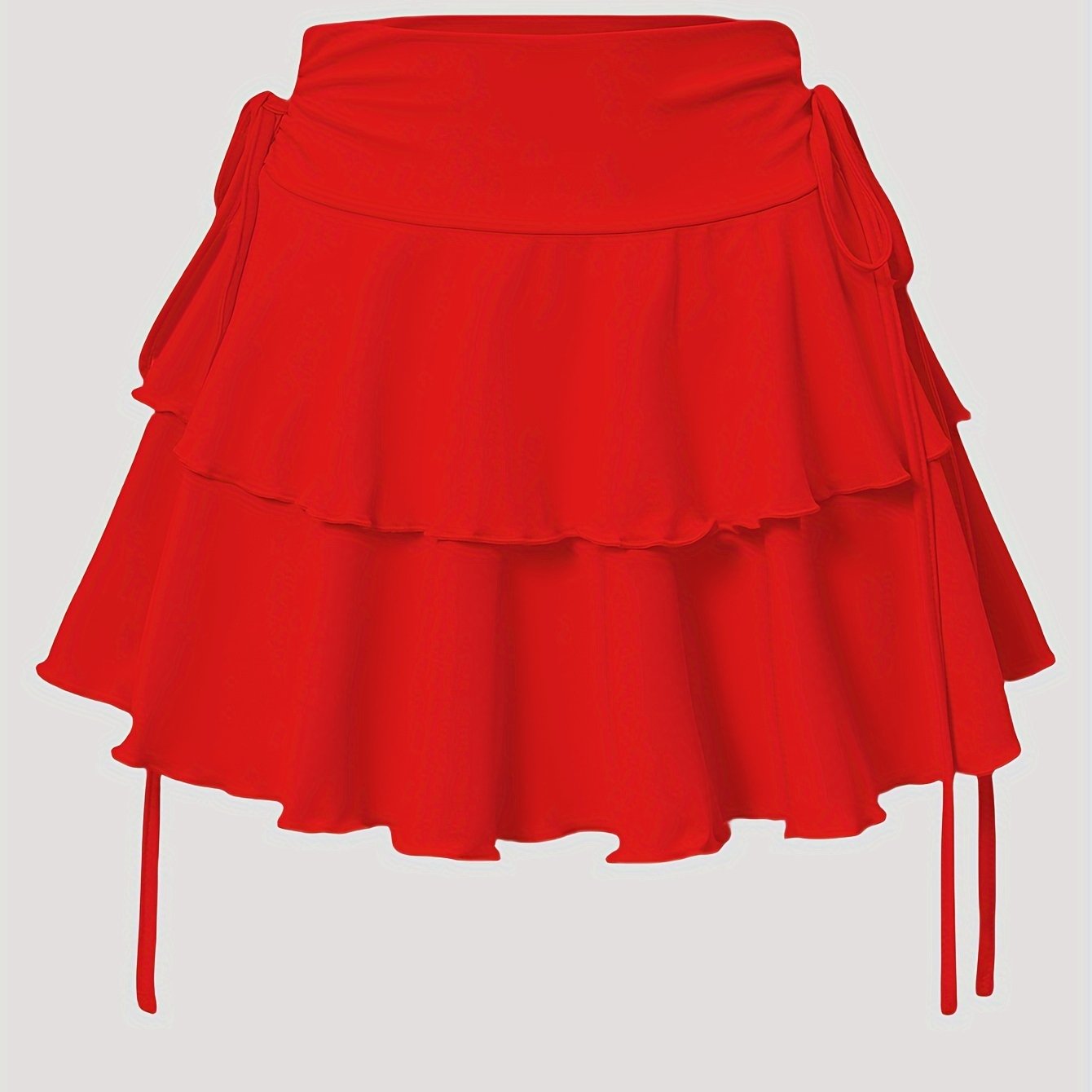 Chic mini skirt with faux drawstring for women - high-waist design, versatile for all seasons, machine washable