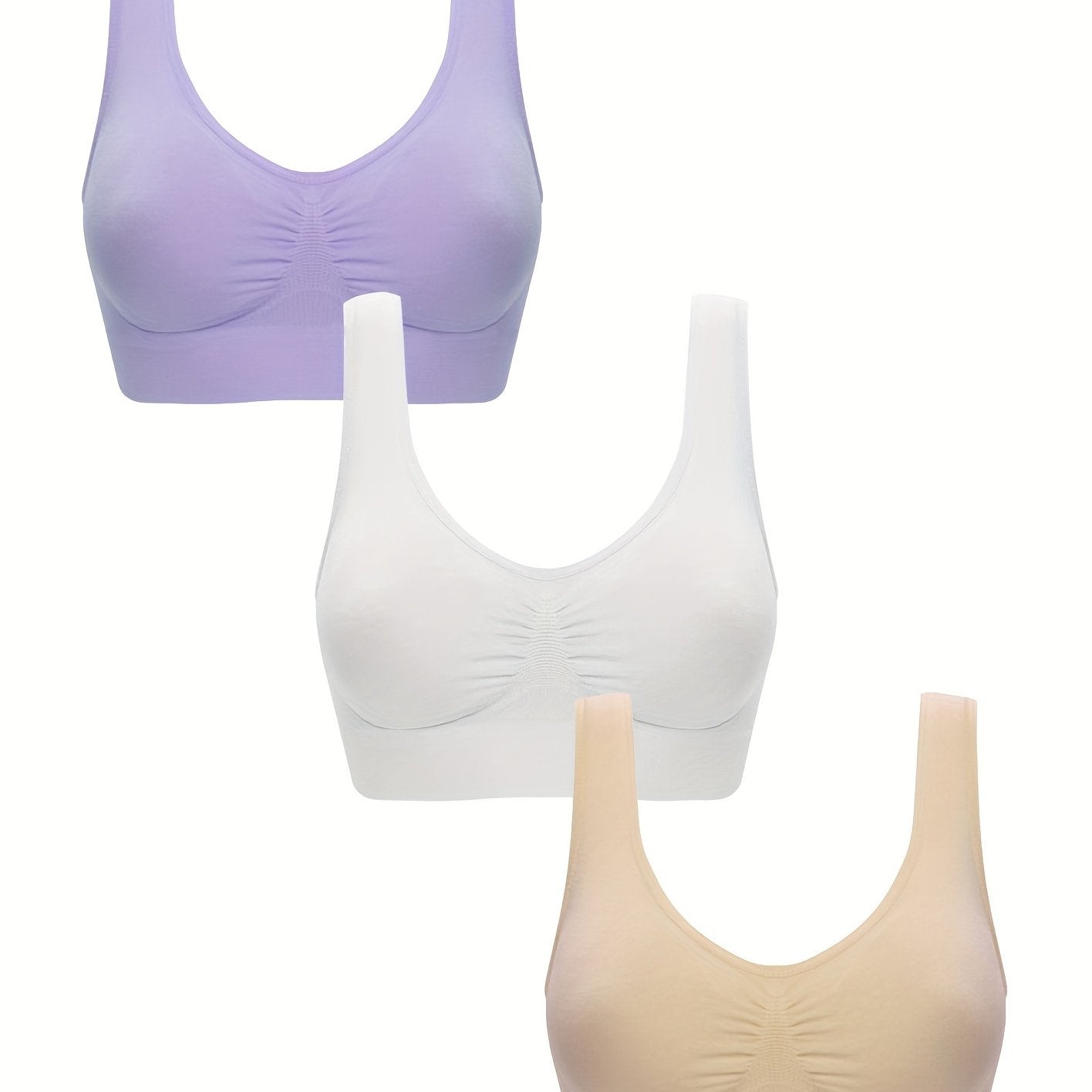 3 Wireless Sports Bras for Women, perfect for running and workouts, comfortable and breathable.