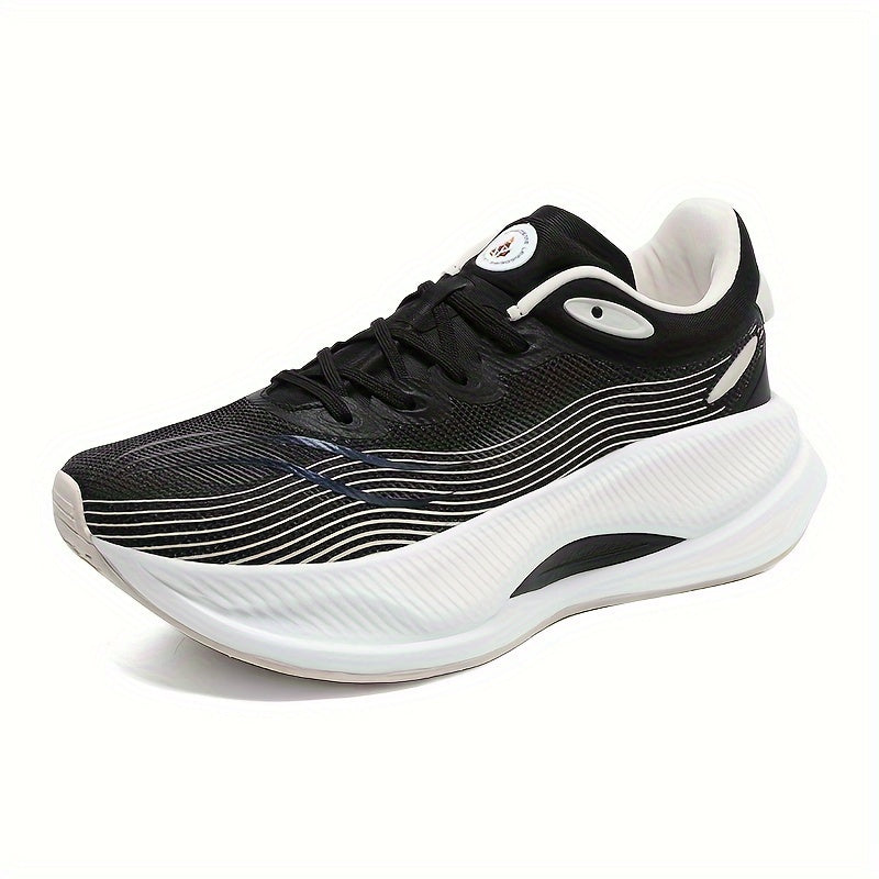 Striped lightweight running shoes for men and women with breathable fabric upper, rubber sole for enhanced grip, and comfortable lace-up low top design, suitable for indoor and outdoor