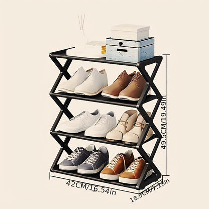 Optimize Your Space with Our 4-Tier Folding Shoe Rack - Fits 12 Pairs of Shoes and Maximizes Storage Area