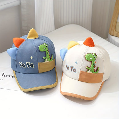 1pc Youngsters Duckbill Baseball Cap with Cartoon Dinosaur design, suitable for outdoor play for boys aged 1-3 years.